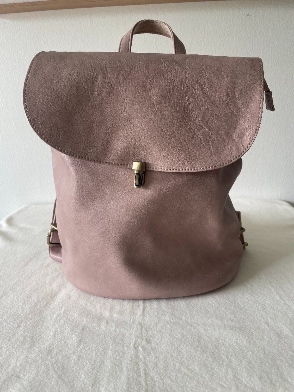 Vegan Leather Backpack in Pale Pink